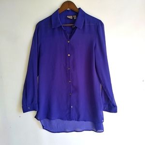 Chicos Easywear M Purple Collared Button Down Top